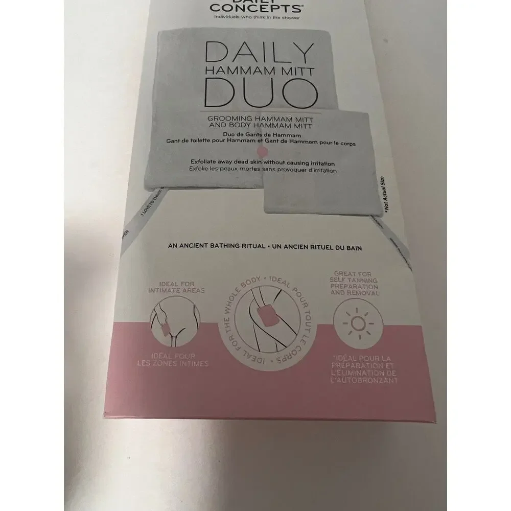 NIB Daily Concepts Daily Hammam Mitt Duo Exfoliating Body & Grooming Mitt Set
